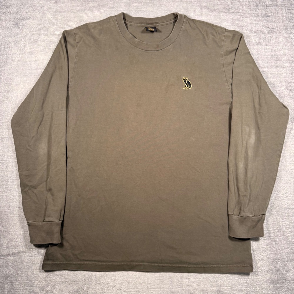 OVO Octobers Very Own Shirt Mens Large Brown Owl Streetwear Minimal Long sleeve